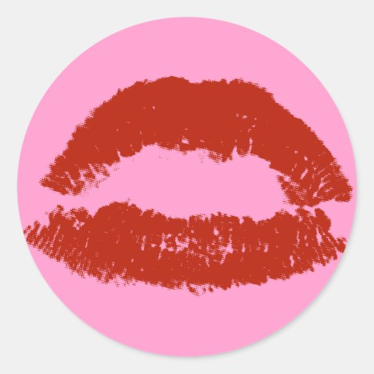 Sticker Rond Lèvres Pop Art Rouges (Devant)