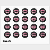 Sticker Rond Lèvres roses chaudes Baiser Merci Parties scintill (Feuille)