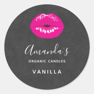 Sticker Rond Lèvres roses chaudes Bougie glamour ou senteur de