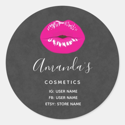 Sticker Rond Lèvres roses chaudes Illustration brillante Entrep (Devant)
