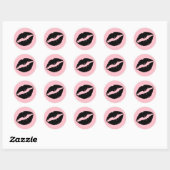 Sticker Rond Lèvres roses et noires (Feuille)