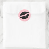 Sticker Rond Lèvres roses et noires (Sac)