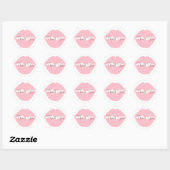 Sticker Rond Lèvres roses merci (Feuille)