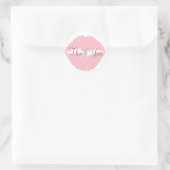 Sticker Rond Lèvres roses merci (Sac)
