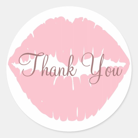 Sticker Rond Lèvres roses merci (Devant)
