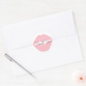 Sticker Rond Lèvres roses merci (Enveloppe)