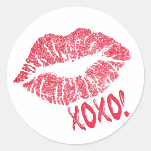 Sticker Rond Lèvres roses XOXO   Artiste de maquillage