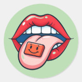 Sticker Rond Lèvres rouges (Devant)