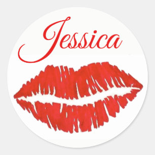 Sticker Rond Lèvres rouges personnalisées Baiser Baiser Imprime