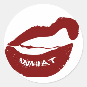 Sticker Rond Lèvres rouges Quelles Grr dents grises