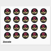 Sticker Rond Lèvres XOXO Faux Gold et Rose | Noir (Feuille)
