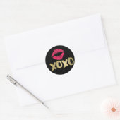 Sticker Rond Lèvres XOXO Faux Gold et Rose | Noir (Enveloppe)