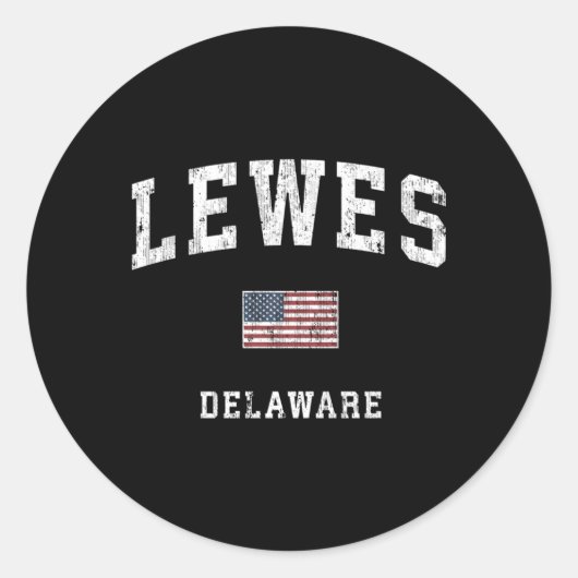 Sticker Rond Lewes Delaware De American Flag Sports (Devant)