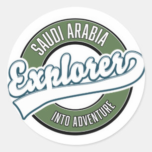Sticker Rond L'explorateur saoudien dans le logo aventure