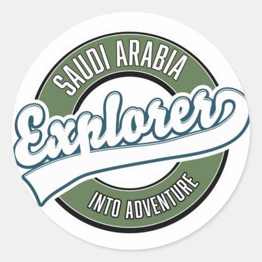 Sticker Rond L'explorateur saoudien dans le logo aventure (Devant)
