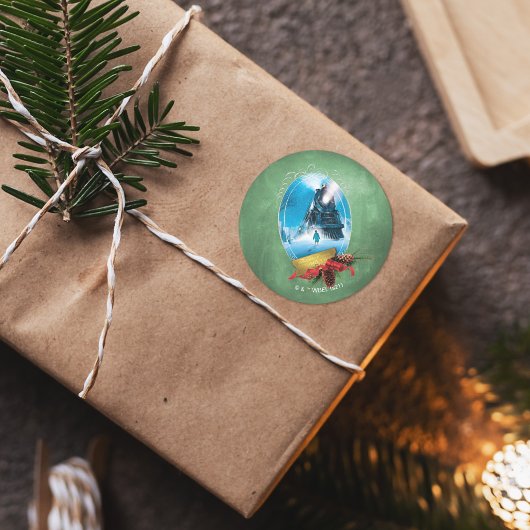 Sticker Rond L'Express polaire | Arrivée du train encadré de va