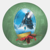 Sticker Rond L'Express polaire | Arrivée du train encadré de va (Devant)