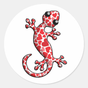 Sticker Rond Lézards de Gecko de Valentine