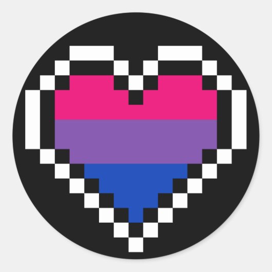 Sticker Rond LGBT bisexuel pride pixel art (Devant)