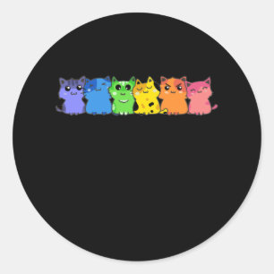 Sticker Rond LGBT Cat Rainbow Gay Lesbienne Colorful Kitty
