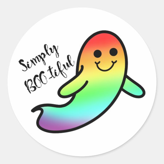 Sticker Rond LGBT Cute Halloween Pride Ghost (Devant)