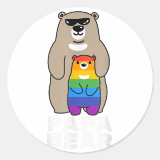 Sticker Rond LGBT Fier Papa Fier Ours Fier Ours Papa LGBT Pride