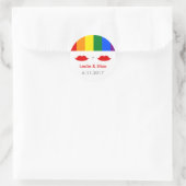 Sticker Rond LGBT Lesbian Lips Mariage arc-en-ciel (Sac)