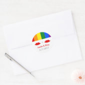 Sticker Rond LGBT Lesbian Lips Mariage arc-en-ciel (Enveloppe)
