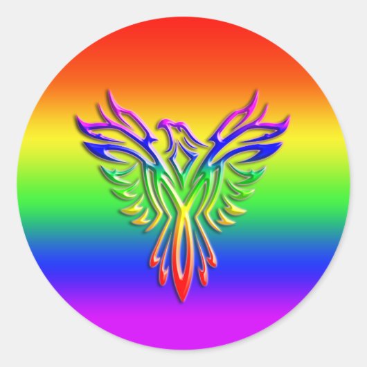 Sticker Rond LGBT Rainbow Pride Phoenix Rising (Devant)