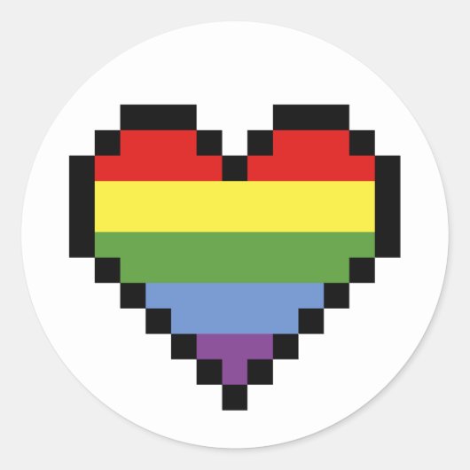 Sticker Rond LGBT rainbow pride pixel art (Devant)