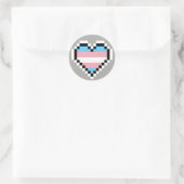Sticker Rond LGBT transgenre orgueil pixel art (Sac)