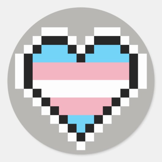 Sticker Rond LGBT transgenre orgueil pixel art (Devant)