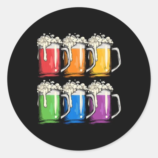 Sticker Rond LGBTQ Beer Mug Gay pride LGBT Rainbow Fier A (Devant)