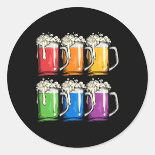 Sticker Rond LGBTQ Beer Mug Gay pride LGBT Rainbow Fier A