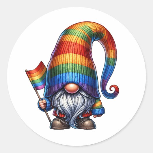 Sticker Rond LGBTQ+ Décor Gnome (Devant)
