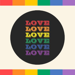 Sticker Rond LGBTQ Gay pride Love Personnalisable Texte Répété