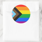Sticker Rond LGBTQ+ Indicateur de fierté de progrès (Sac)