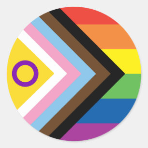 Sticker Rond LGBTQ Intersex Inclusive Progress Pride
