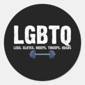 Sticker Rond LGBTQ Legs Glutes Biceps Triceps Quads Gym Lover (Devant)