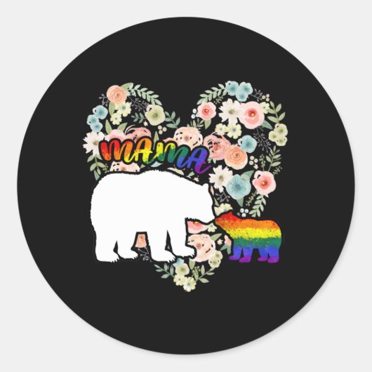 Sticker Rond LGBTQ Mama Bear Progress Pride Drapeau Gay (Devant)