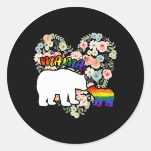 Sticker Rond LGBTQ Mama Bear Progress Pride Drapeau Gay