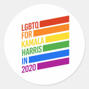 Sticker Rond LGBTQ pour les rayures arc-en-ciel KAMALA HARRIS