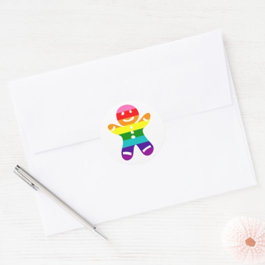Sticker Rond LGBTQ Pride Arc-en-ciel Pain d'épices Noël Cookie (Enveloppe)