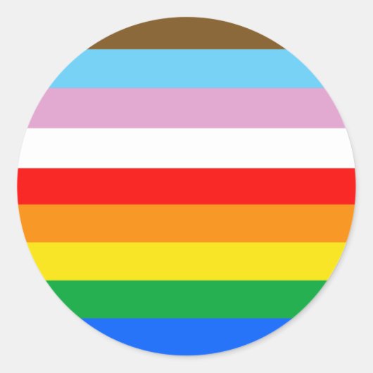 Sticker Rond LGBTQ+ Progrès des bandes d'indicateur (Devant)