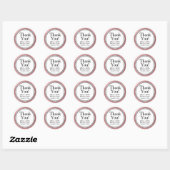 Sticker Rond LGBTQ Rose or Mariage moderne Merci classique R (Feuille)