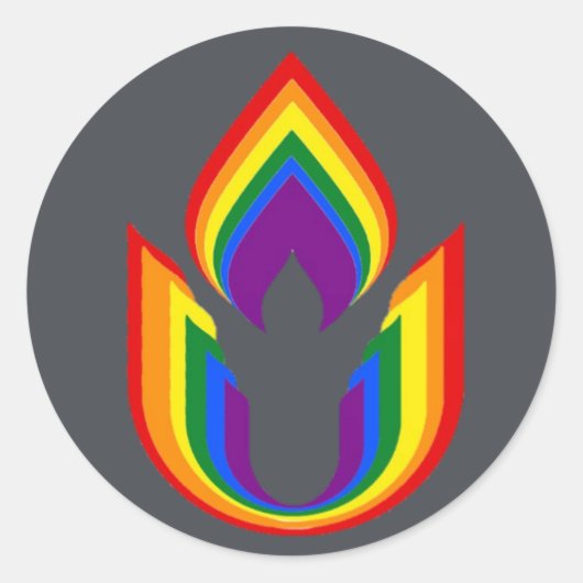 Sticker Rond LGBTQ Universalisme unitaire calice flamboyant (Devant)