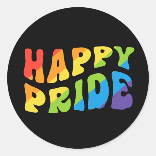 Sticker Rond LGBTQIA Rainbow Retro Happy Pride Mois (Devant)