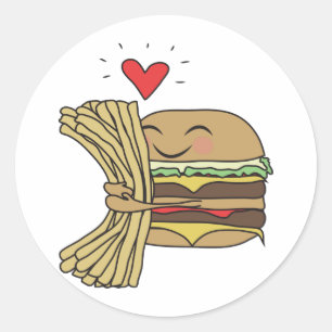 Sticker Rond L'hamburger aime des fritures