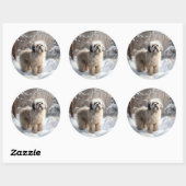 Sticker Rond Lhasa Apso Qu'il neige Noël (Feuille)