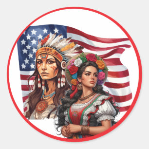 Sticker Rond L'héritage amérindien/mexicain_ Main nourricière